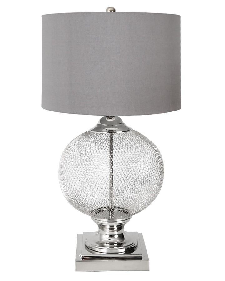 Grey Metal Cage Table Lamp - Ideal