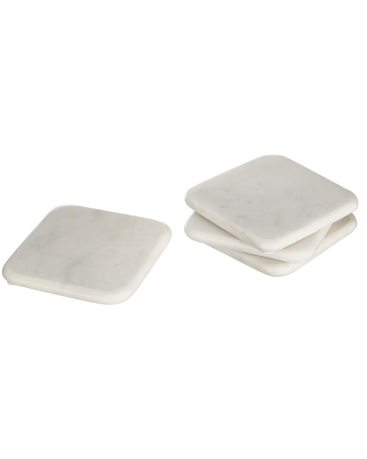 Set of 4 Square Off-White Marble Coasters - Ideal