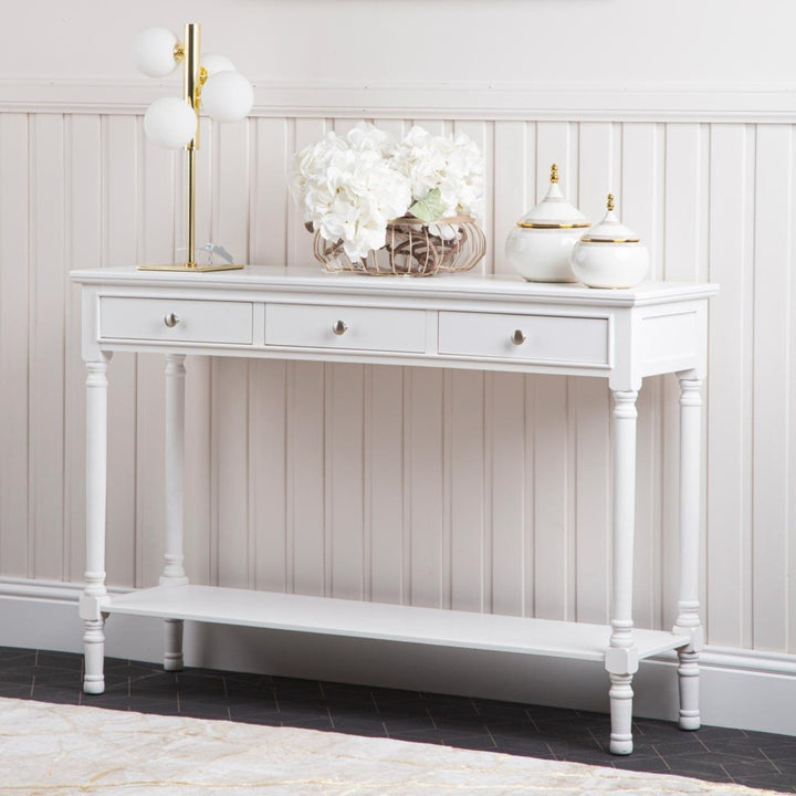 Braemar White Wood Wide Console Table - Ideal
