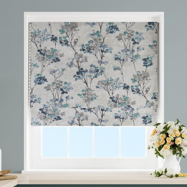 Amelia Teal Made To Measure Roman Blind -  - Ideal Textiles