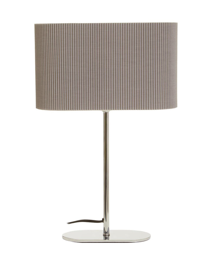 Shiny Silver and Grey Ribbed Fabric Table Lamp - Ideal