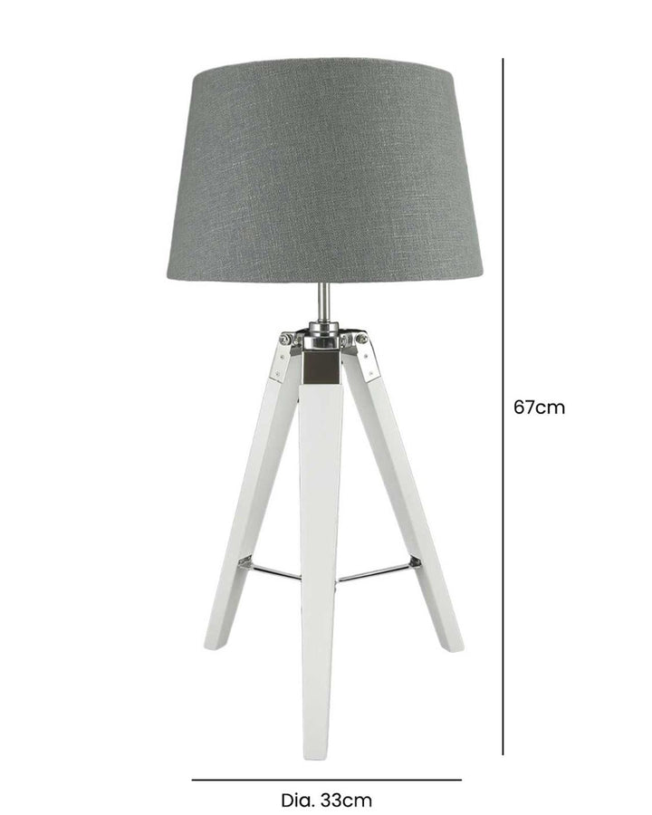 Sidney White Wood Tripod Table Lamp - Ideal