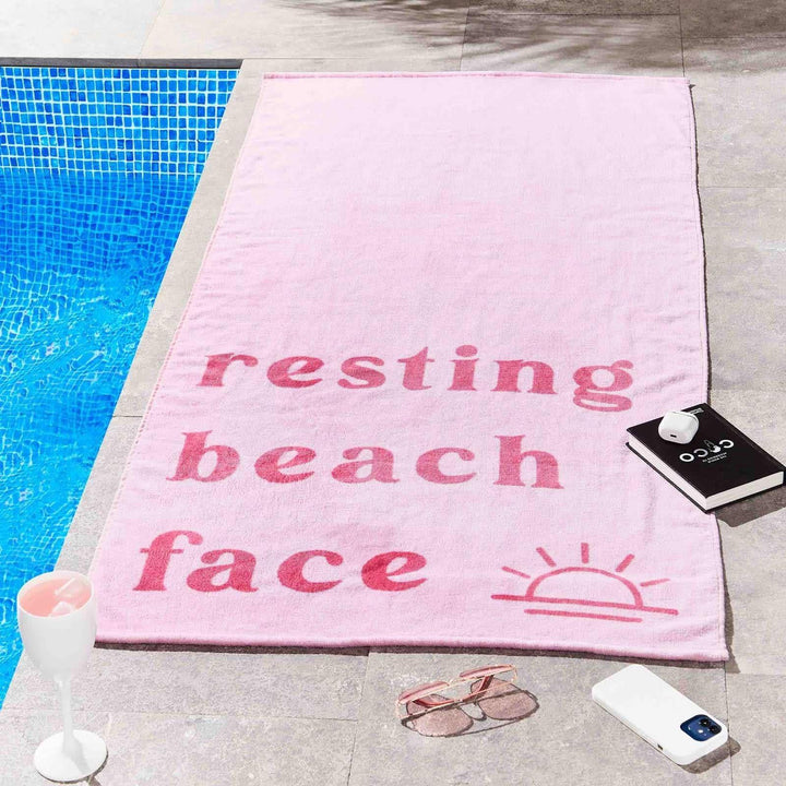 Resting Beach Face Beach Towel - Ideal