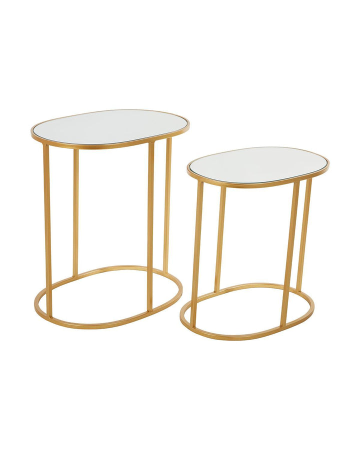 Set of 2 Gold Oval Frame Side Tables - Ideal