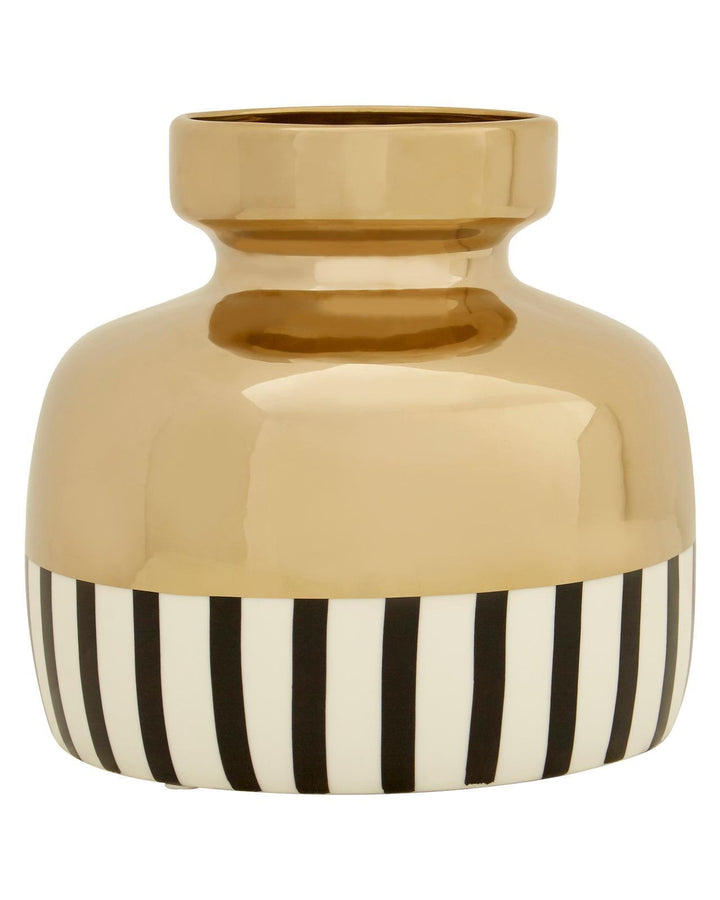 Small Suvi Monochrome Stripe Gold Vase - Ideal
