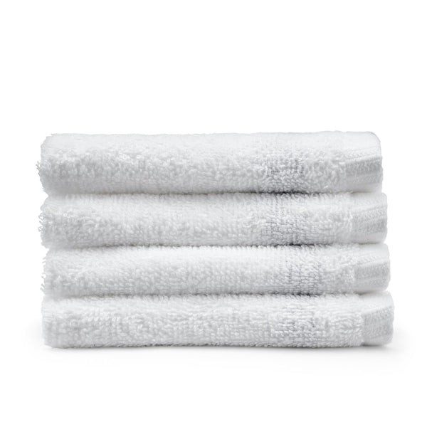 Quick Dry 100% Cotton Face Cloth 4 Pack White - Ideal