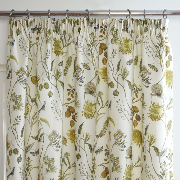 Grove Floral Lined Tape Top Curtains Fennel - Ideal