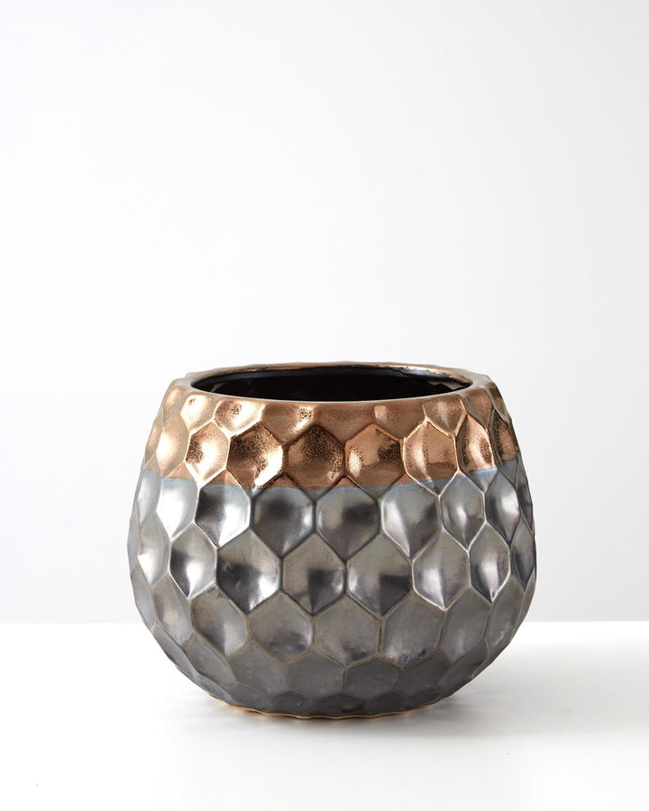 Honeycomb Hexagon Porcelain Planter - Dark Silver/Copper - Ideal