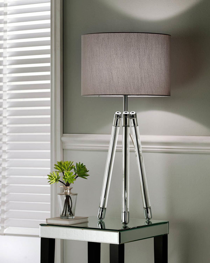 Hudson Crystal Table Lamp - Chrome and Grey - Ideal
