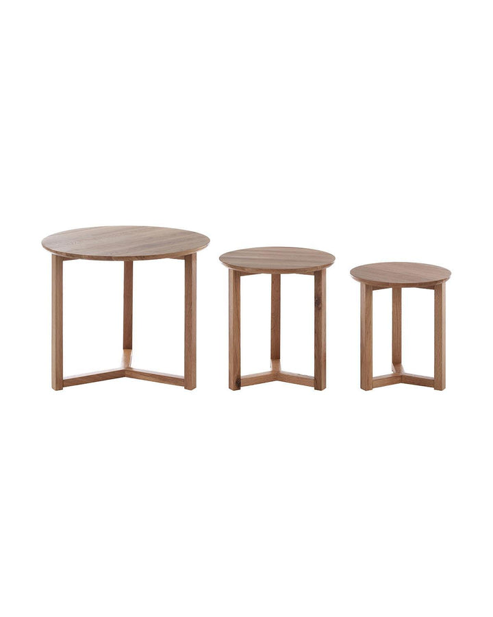 Set of 3 Rustic Wooden Side Tables - Ideal