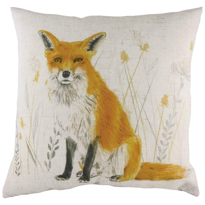 Rural Watercolour Fox Reversible Natural Cushion Covers 17'' x 17'' -  - Ideal Textiles
