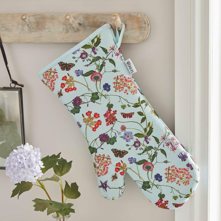 RHS Spring Floral Luxury Cotton Gauntlet Oven Mitt -  - Ideal Textiles