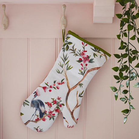 Oriental Birds Luxury Cotton Gauntlet Oven Mitt Oven Gloves Ulster Weavers   