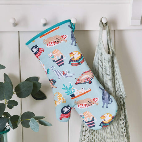 Kitty Cats Luxury Cotton Gauntlet Oven Mitt Oven Gloves Ulster Weavers   