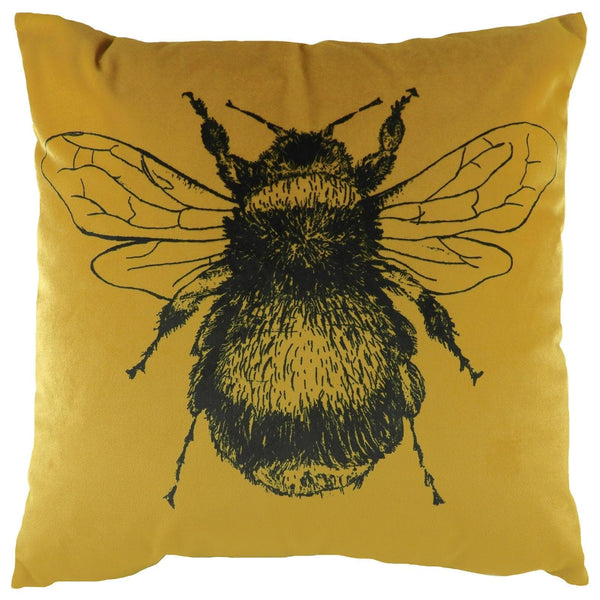 Gold Bee Printed Velvet Gold Cushion Covers 17'' x 17'' -  - Ideal Textiles