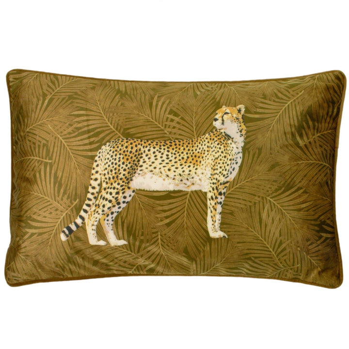 Cheetah Forest Tropical Velvet Gold Cushion Covers 12'' x 20'' -  - Ideal Textiles