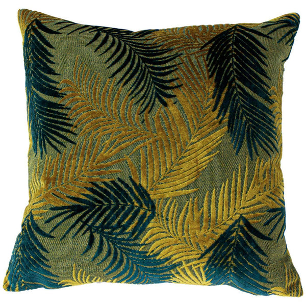 Palm Grove Velvet Jacquard Gold & Teal Cushion Covers 20'' x 20'' -  - Ideal Textiles