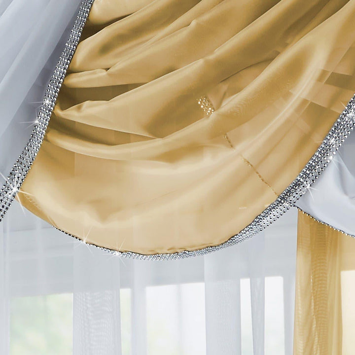 Glitter Diamante Gold Voile Curtain Swags -  - Ideal Textiles