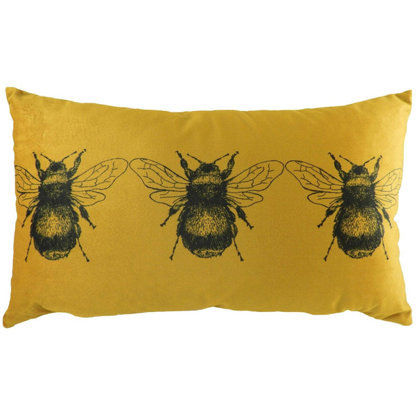 Gold Bee Velvet Gold Boudoir Filled Cushions 12'' x 20'' - Polyester Pad - Ideal Textiles