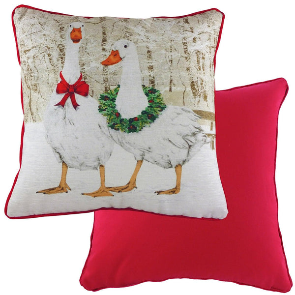 Goosie Velvet Chenille Christmas Red Cushion Covers 17'' x 17'' -  - Ideal Textiles