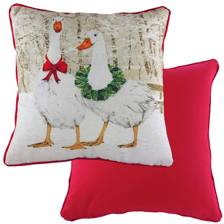 Goosie Velvet Chenille Christmas Red Filled Cushions - Polyester Pad - Ideal Textiles