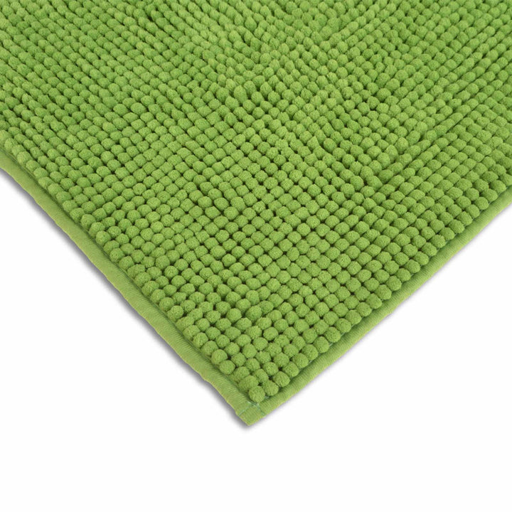 Supersoft Chenille Non-Slip Bath Mat Green -  - Ideal Textiles