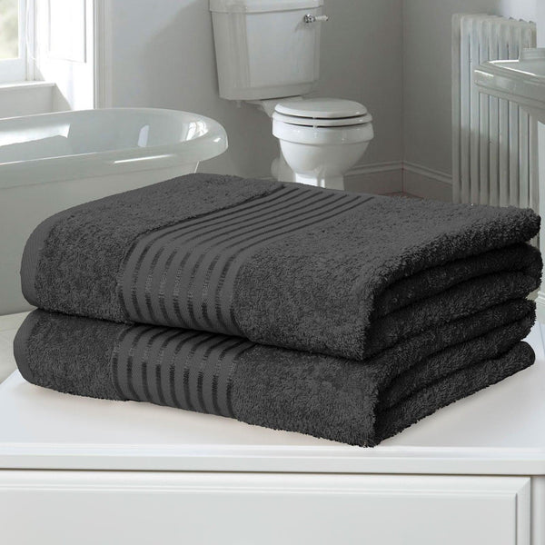 Windsor 100% Cotton Bath Sheet Pair Grey - Ideal