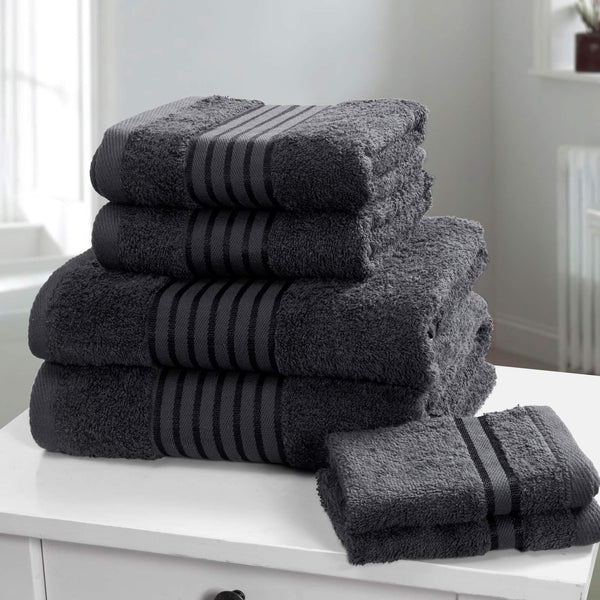 Windsor 100% Cotton 6 Piece Towel Bale Grey - Ideal
