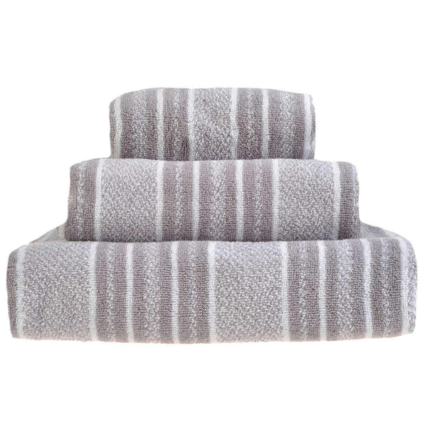 Stripes 100% Cotton Towel Grey - Hand Towel - Ideal Textiles