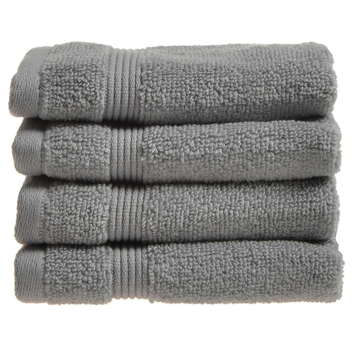 Zero Twist Grey Egyptian Cotton 4 Piece Face Cloth Set -  - Ideal Textiles