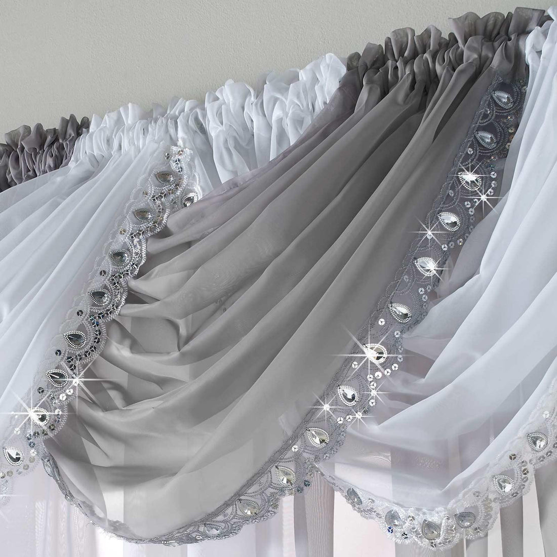 Jewelled Voile Curtains Swags