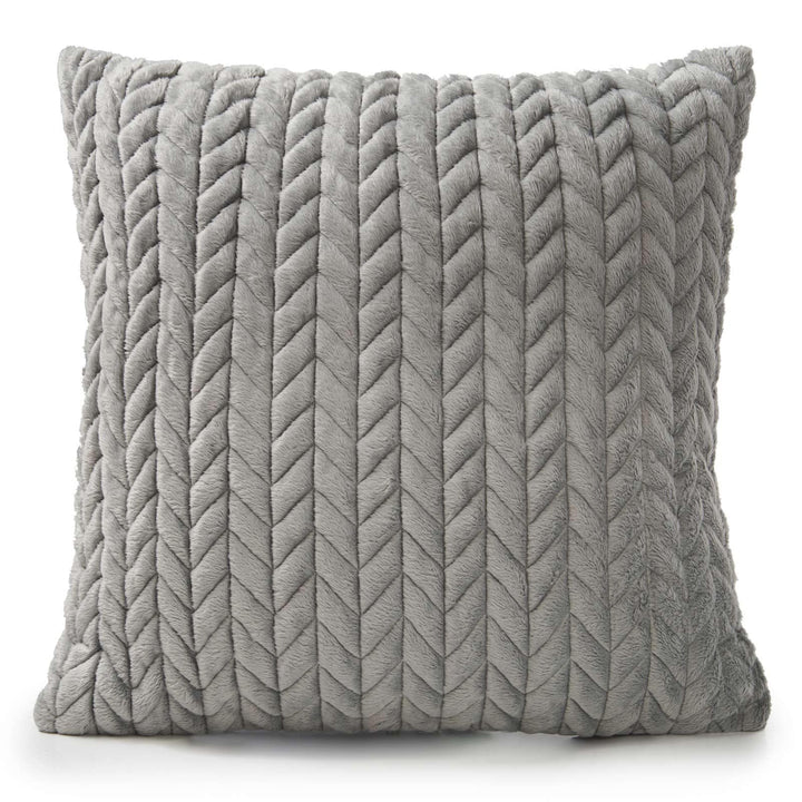 Knitted Velvet Grey Cushion Cover 18" x 18" -  - Ideal Textiles