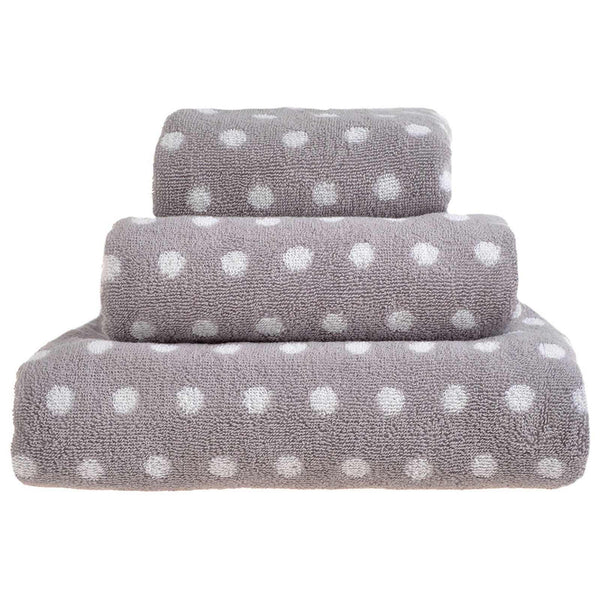 Spots Polka Dot 100% Cotton Towel Grey - Hand Towel - Ideal Textiles