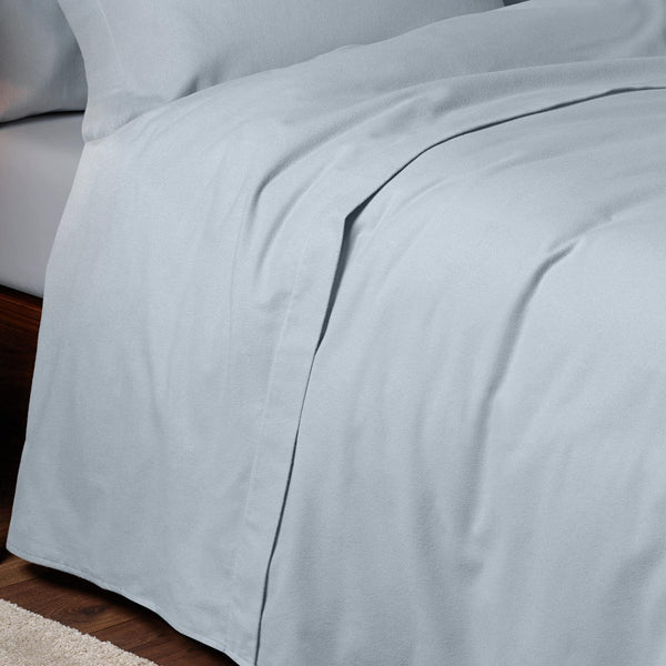 Luxury 100% Brushed Cotton Flannelette Flat Sheets Grey - Single - Ideal Textiles