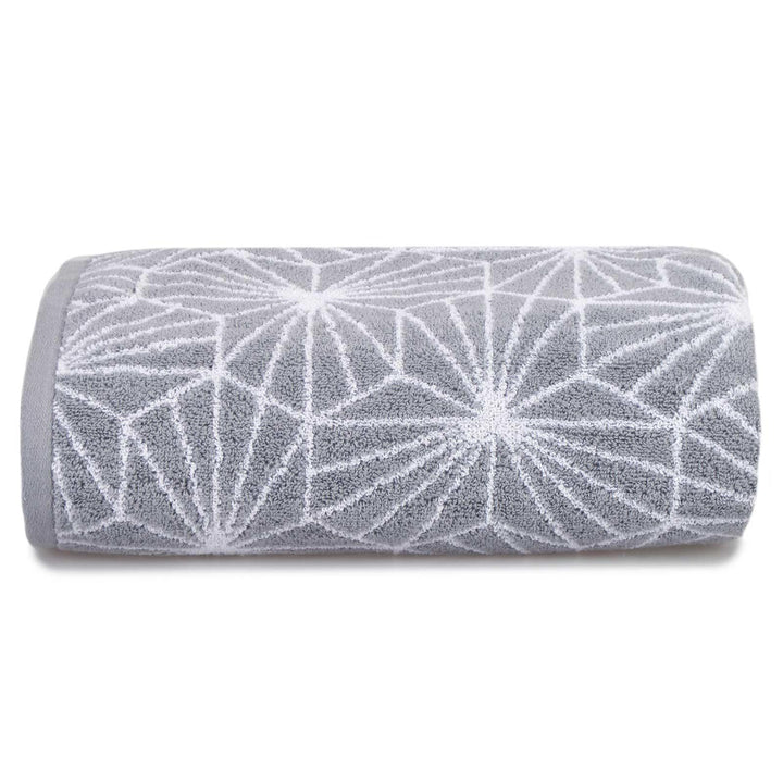 Madrid Geometric Jacquard Cotton Towel Grey - Bath Towel - Ideal Textiles