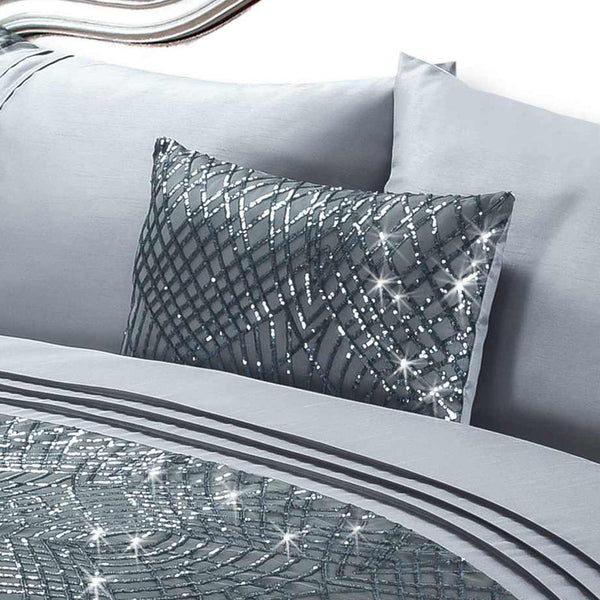 Charleston Glitter Sparkle Grey Boudoir Cushion -  - Ideal Textiles