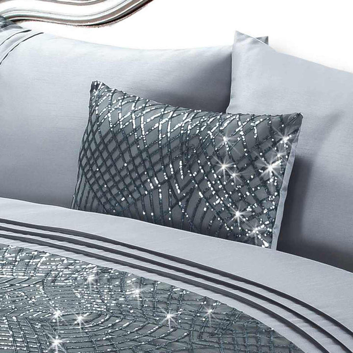 Rapport Charleston Glitter Sparkle Grey Boudoir Cushion 30cm x 50cm (12