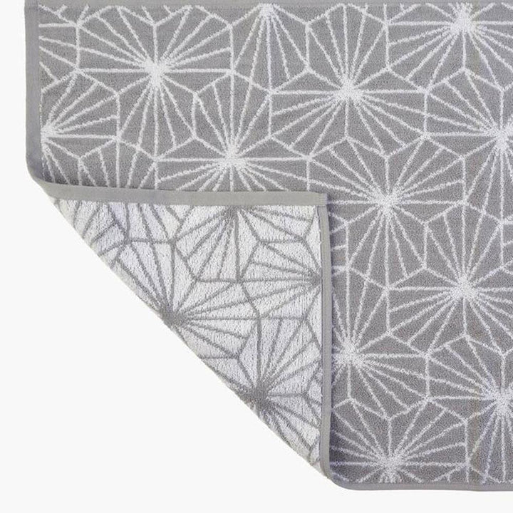 Madrid Geometric Jacquard Cotton Towel Grey -  - Ideal Textiles