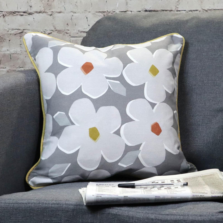 Aura Floral Grey Cushion Cover 17'' x 17'' -  - Ideal Textiles