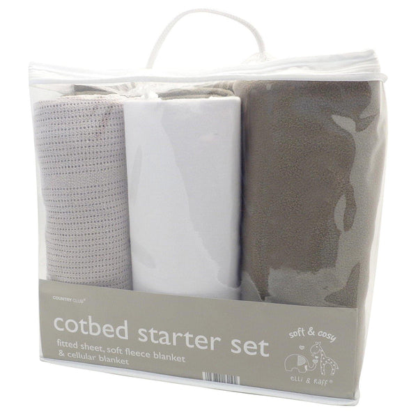 Cot Bed 3 Piece Grey Starter Bedding Set -  - Ideal Textiles