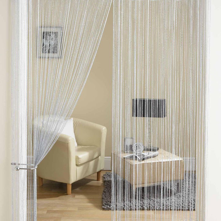 Glam Sparkle Grey String Door Curtain Panel -  - Ideal Textiles