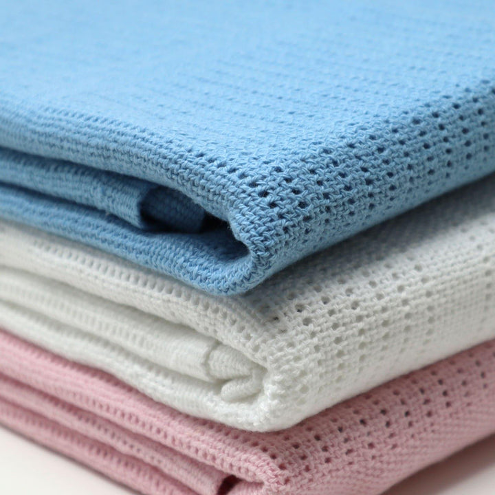 Cosy Cellular 100% Cotton Baby Blankets Pink -  - Ideal Textiles