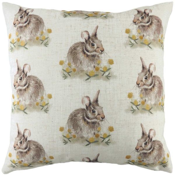 Woodland Hare Repeat Watercolour Natural Cushion Covers 17'' x 17'' -  - Ideal Textiles