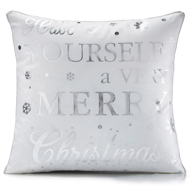 Have Yourself Metallic Velvet White Christmas Cushion Cover 18" x 18" -  - Ideal Textiles
