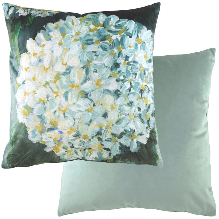 Winter Florals Hydrangea Eau de Nil Filled Cushions 17'' x 17'' - Polyester Pad - Ideal Textiles