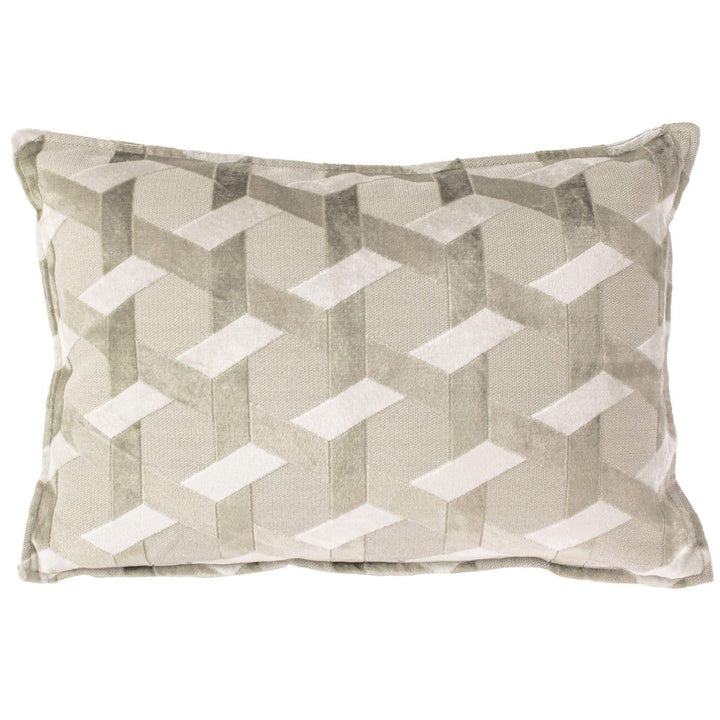 Delano Geometric Lattice Ivory & Taupe Cushion Covers 16'' x 24'' -  - Ideal Textiles