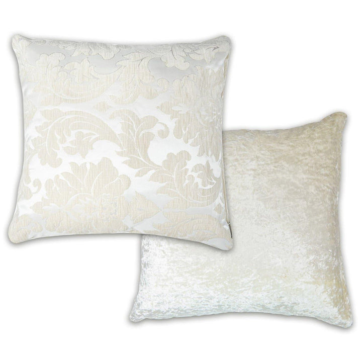 Damask Chenille Ivory Cushion Cover 17'' x 17'' - Ideal