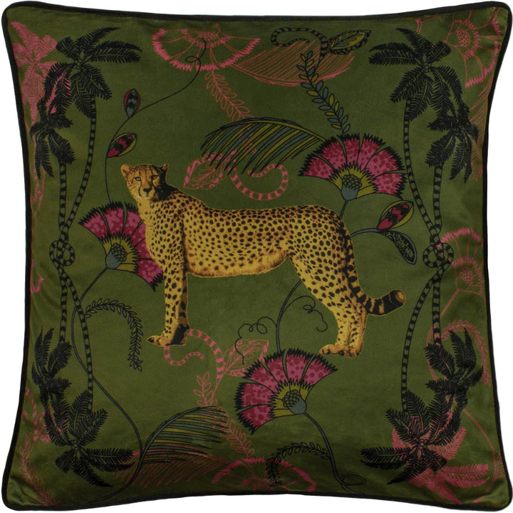 Tropica Cheetah Tropical Velvet Khaki Cushion Covers 18'' x 18'' -  - Ideal Textiles