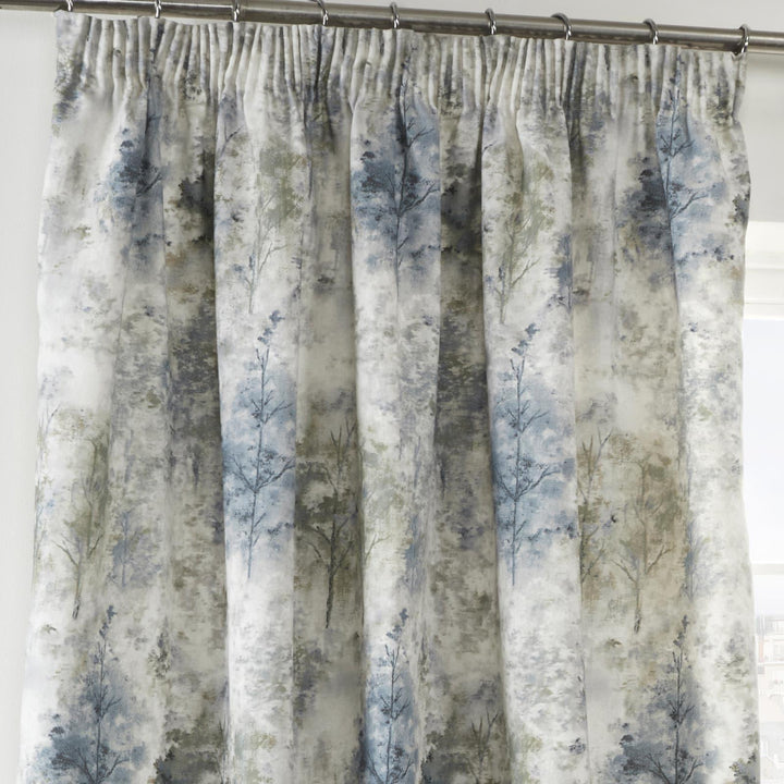 Woodland Lined Tape Top Curtains Blue -  - Ideal Textiles