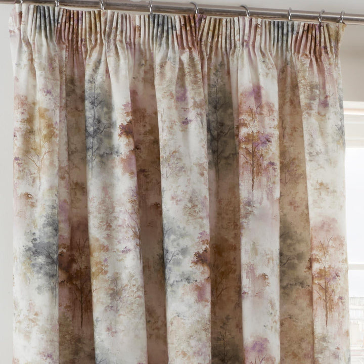 Woodland Lined Tape Top Curtains Blush -  - Ideal Textiles